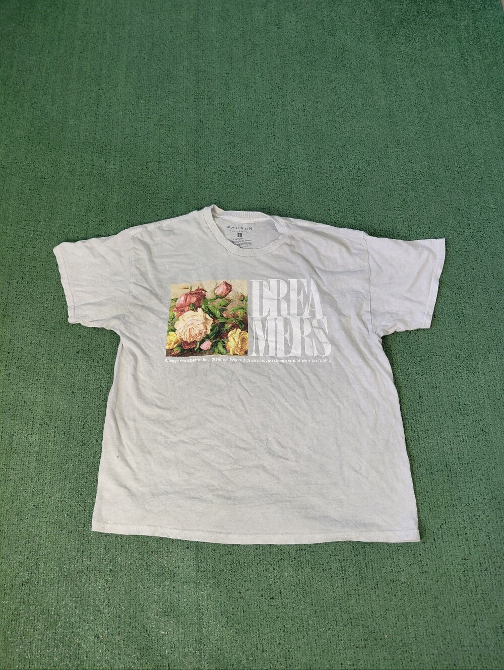 Pacsun Los Angeles Dreamers Floral Quote Light Gray T Shirt Sz Large